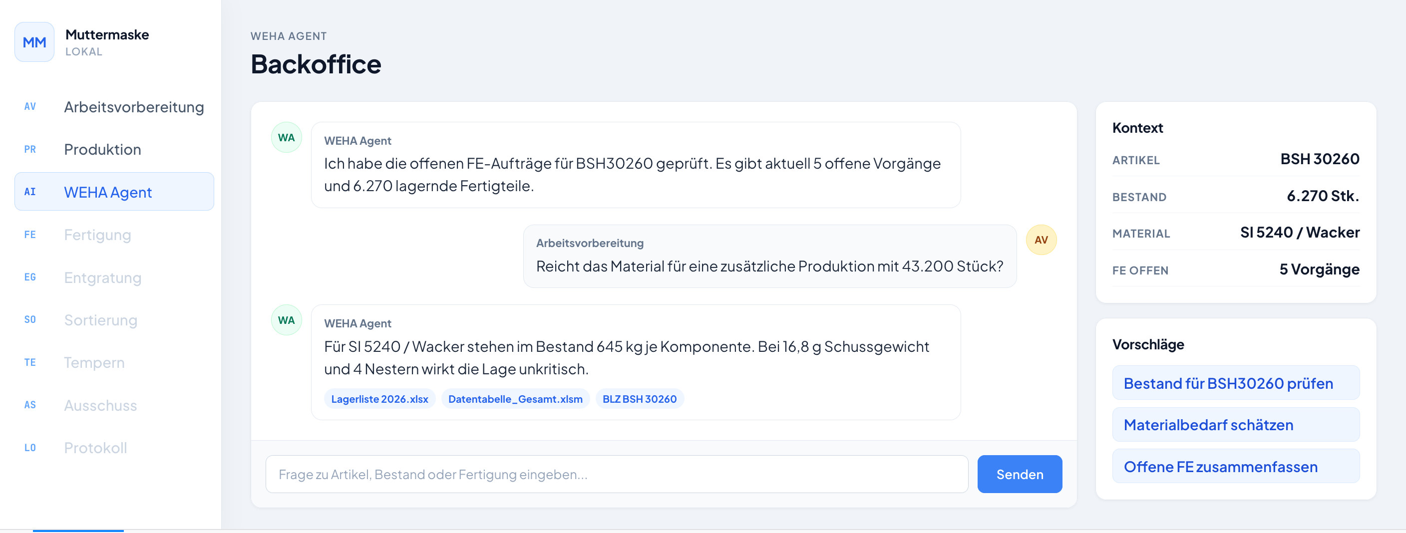 Referenz einer lokalen KI-Chat-Anwendung im Produktiveinsatz